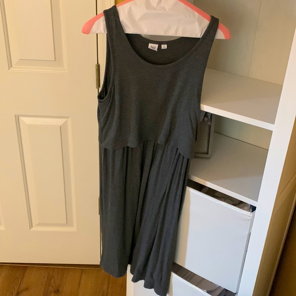 GAP Maternity Grey Sleeveless Overlay Nursing Dress